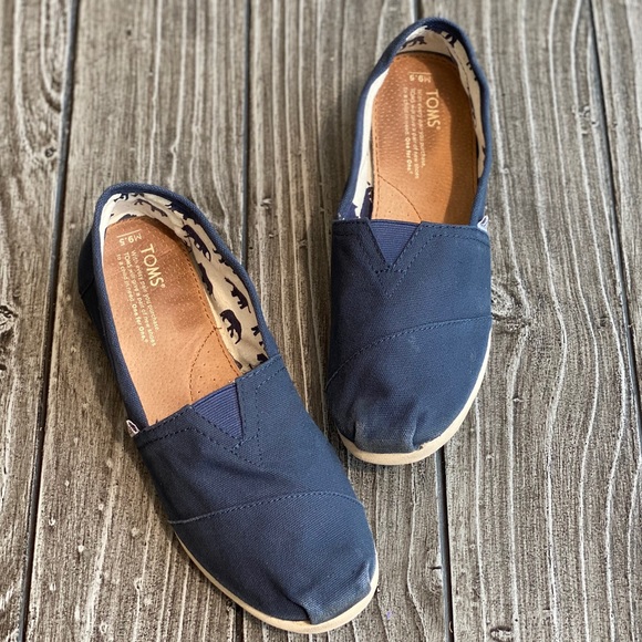 Toms Shoes - Tom's Classic Blue Flats w/Animal Print Inside